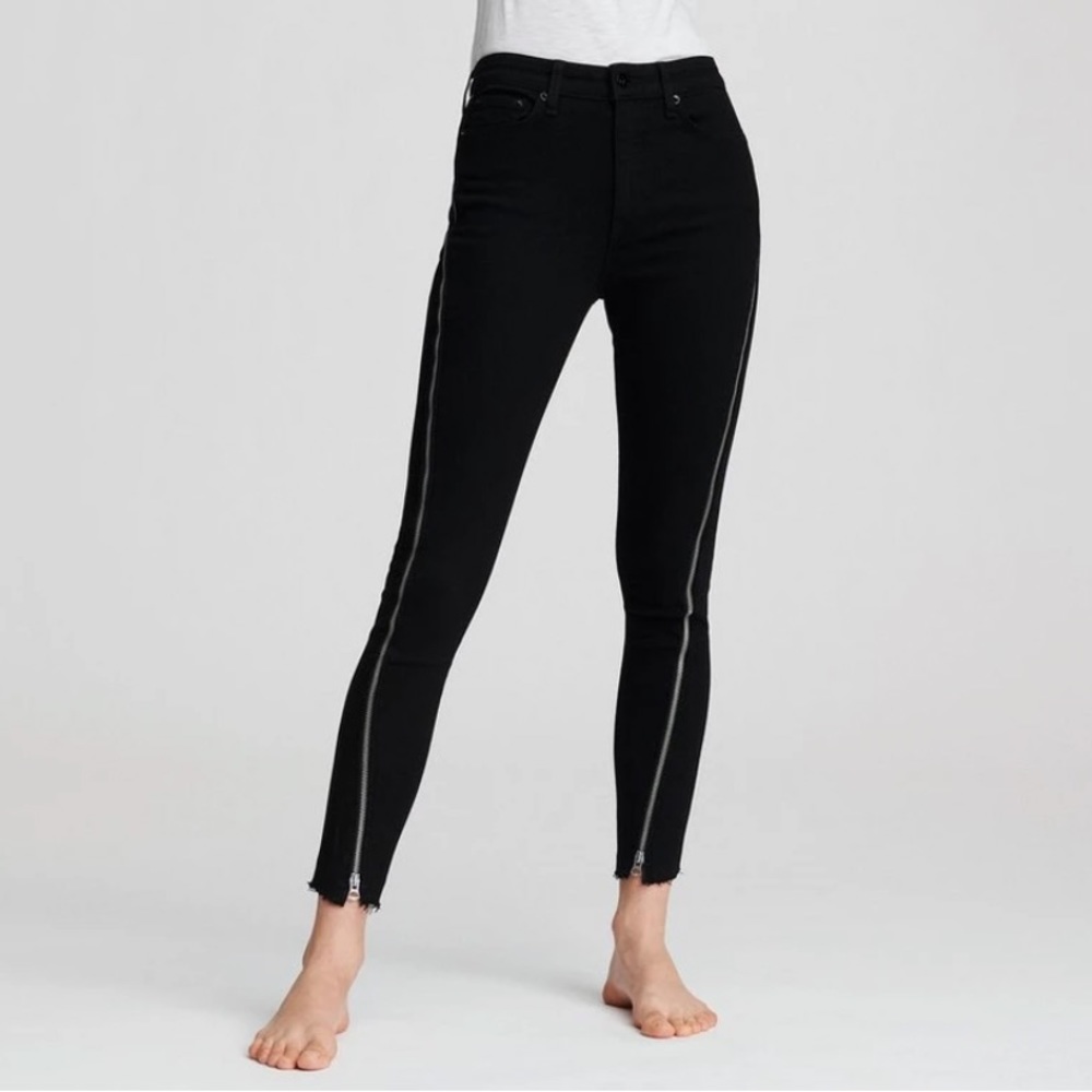 Rag & Bone Black Skinny Ankle Jean w Zips